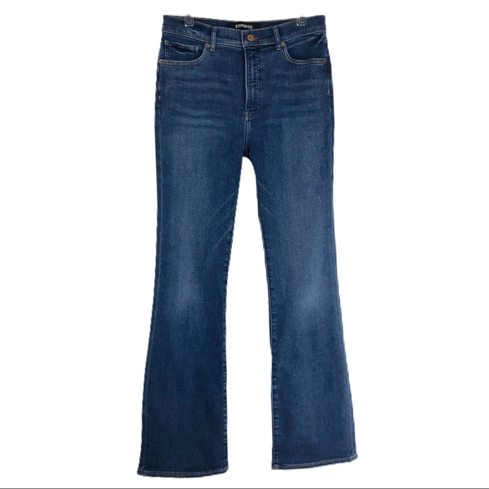Express High Waisted Medium Wash Boot Cut Jeans ***Long**